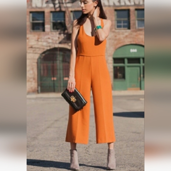 Blogger Fave Zara Burnt Orange Wide Leg Cropped Jumpsuit - Picture 1 of 3